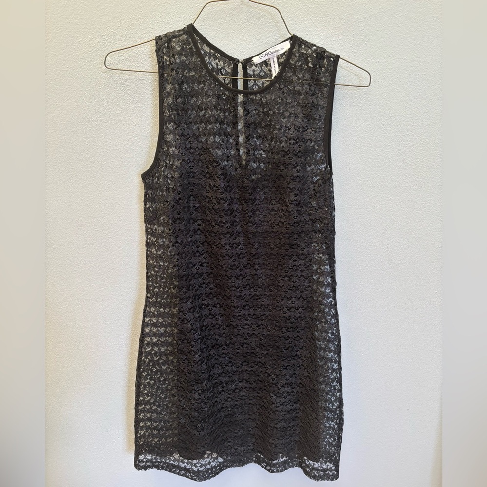 NWOT BCBGeneration size 6 black lace dress with under slip!